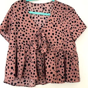 Medium, animal print, romantic bow top